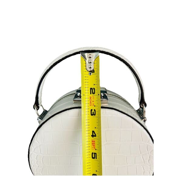 Michael Kors White Crossbody Serena Croc Embossed Small Circle Wedding Handbag - Picture 9 of 16